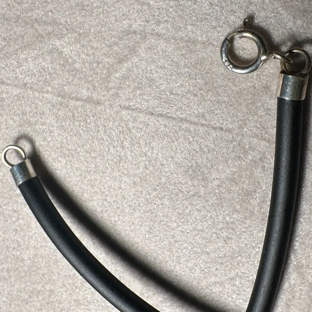 14.5” Black Cord Necklace - Minimalist | Unisex 925 Silver Clasp | Pendant Ready